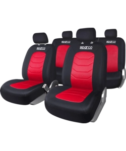 SET COPRISEDILI UNIVERSALI AUTO COMPLETO SPARCO "SPC1019" NERO/ROSSO A RIGHE